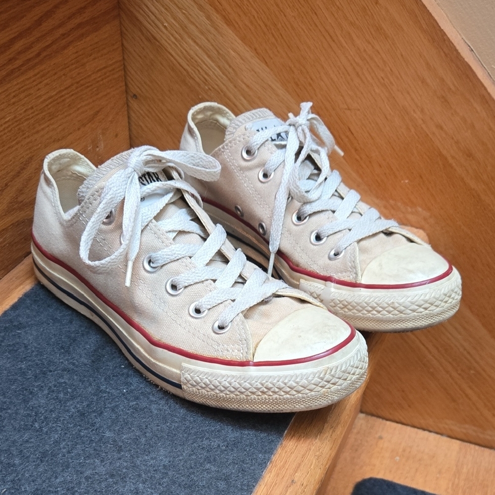 Converse White Sneakers with Red Accents